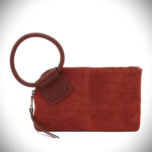 HOBO Sable Sequoia Croc Embossed Color Suede Wristlet